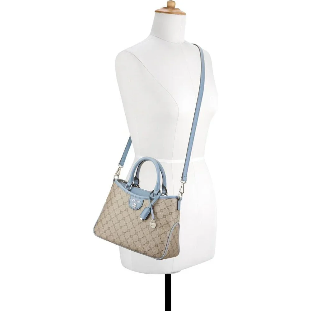 Small Cotton Blend Satchel Womens Zipper Closure Multiple Pockets
